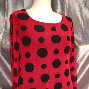 NWT sheer lightweight red polka dot sheathdress XL